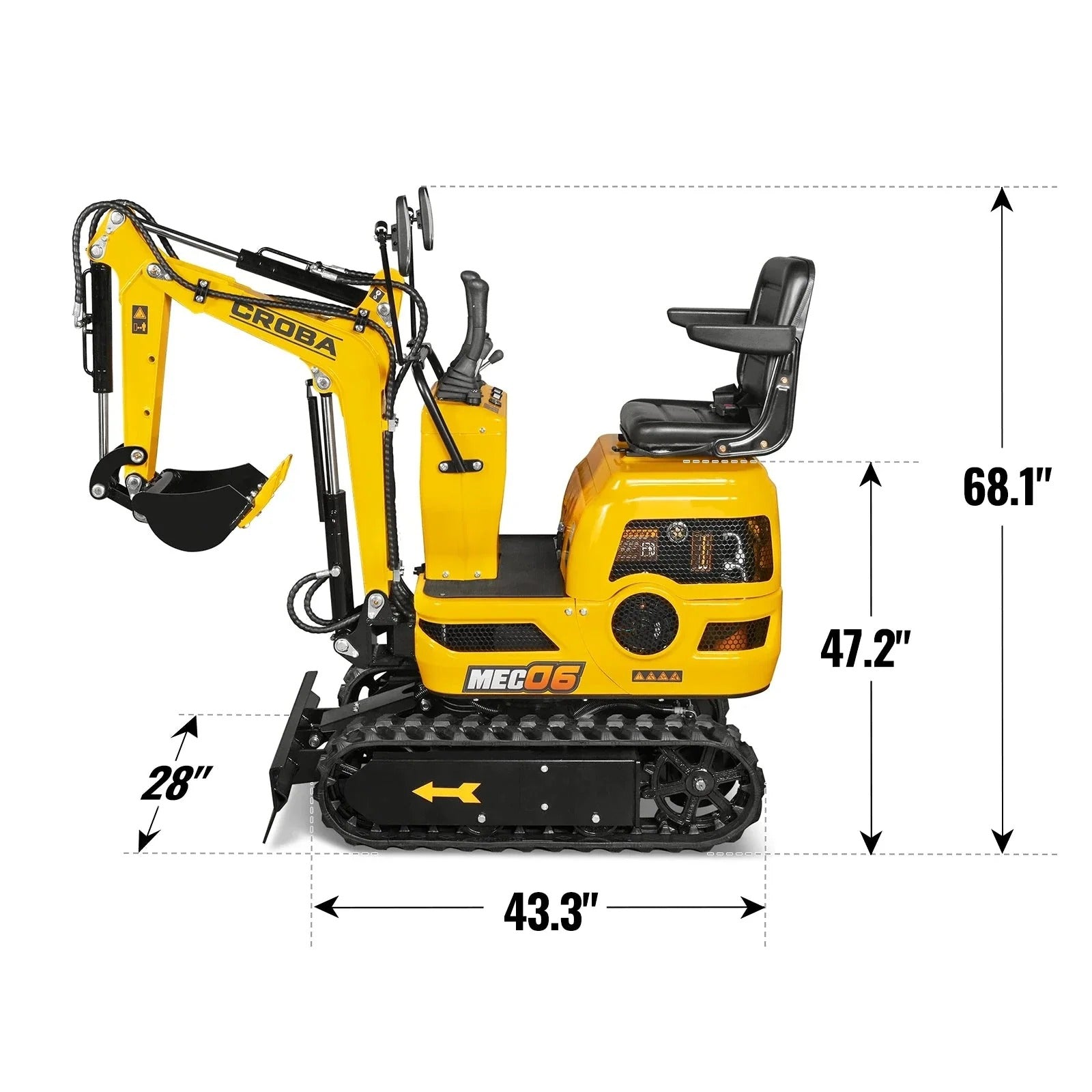 MEC06 9HP Mini Excavator – 28" Wide, 43.3" Digging Depth